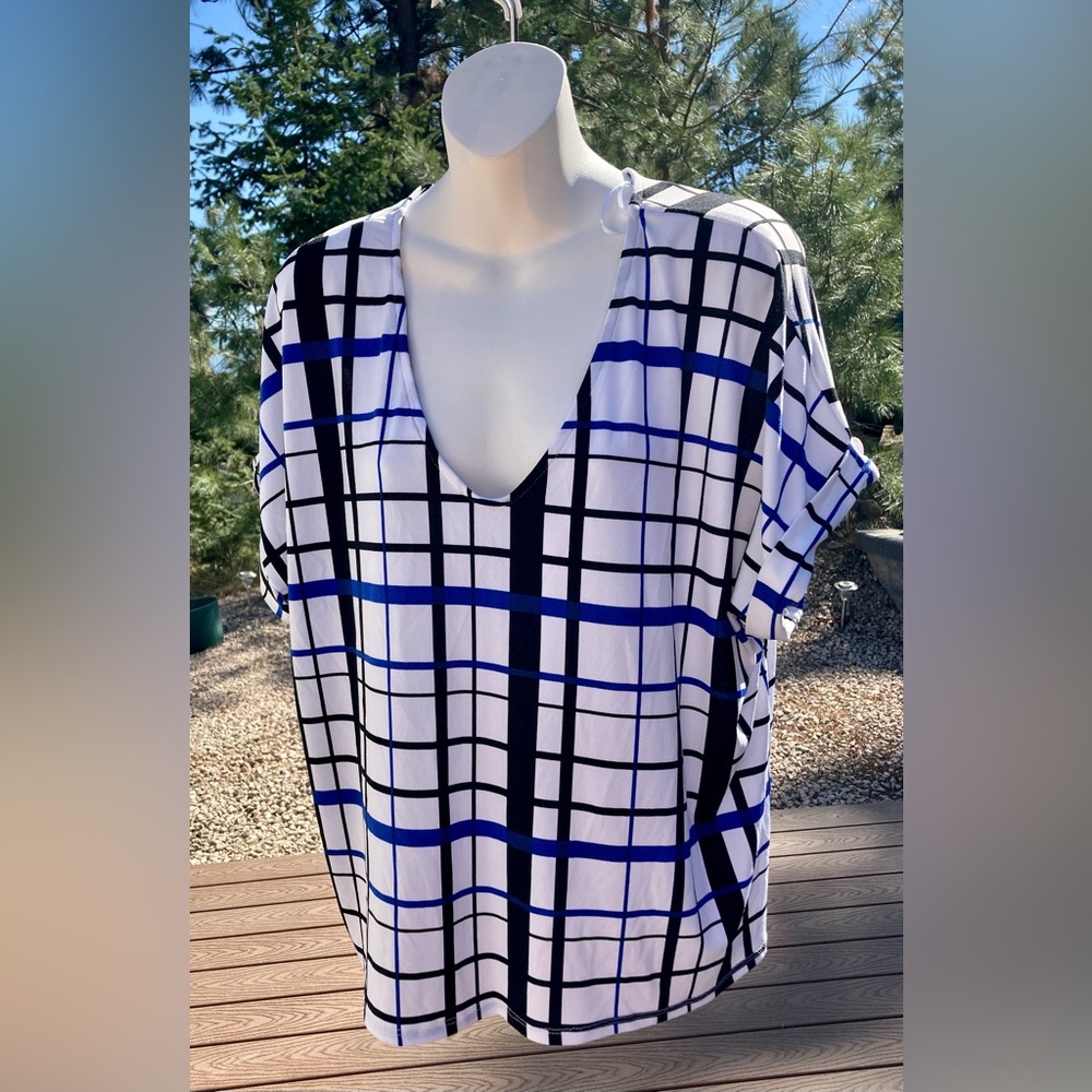 Elegant Checkered Women's Blouse NWT